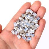 White Opal Rectangle Shape Glass Pointed Back Fancy Rhinestones WholesaleRhinestone